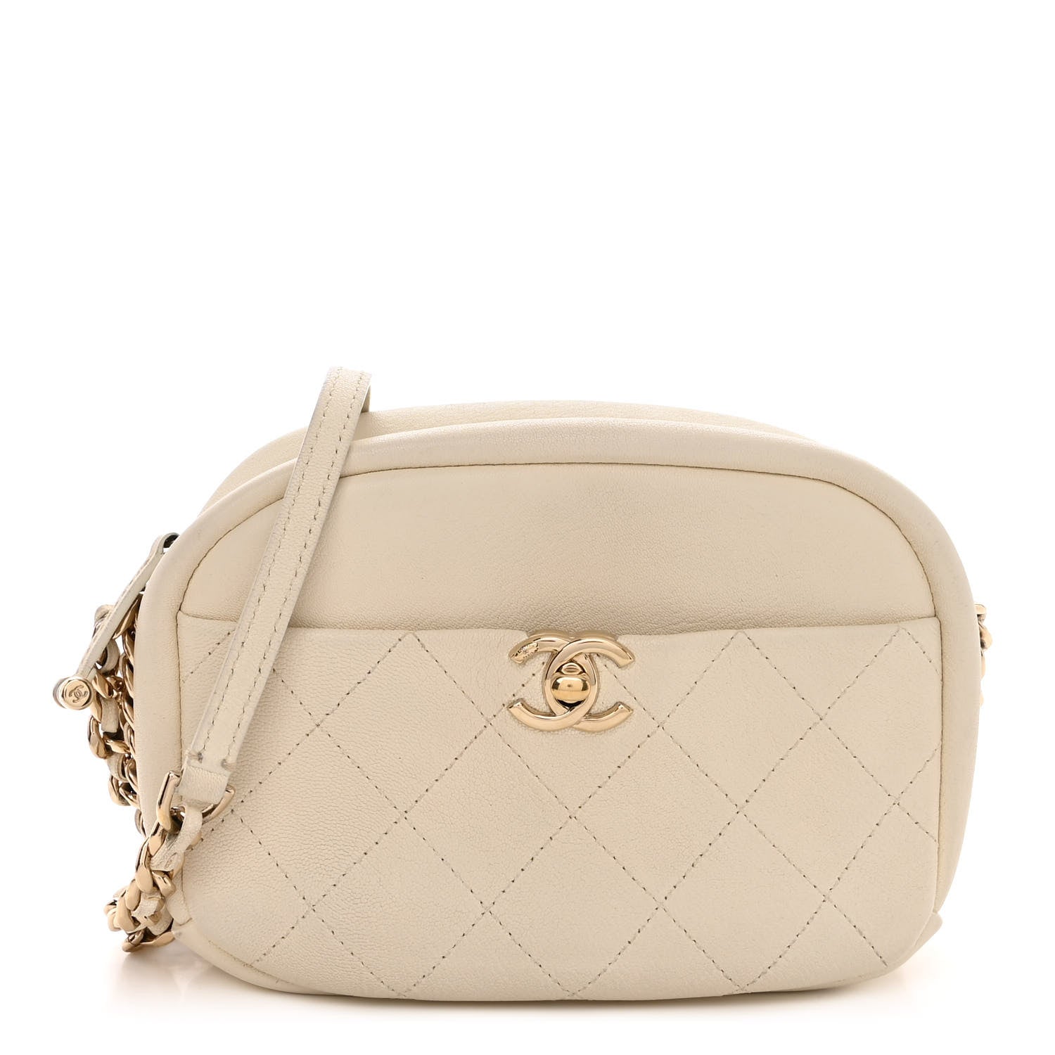 Chanel Goatskin Quilted Small Casual Trip Camera Case White 1 of 10