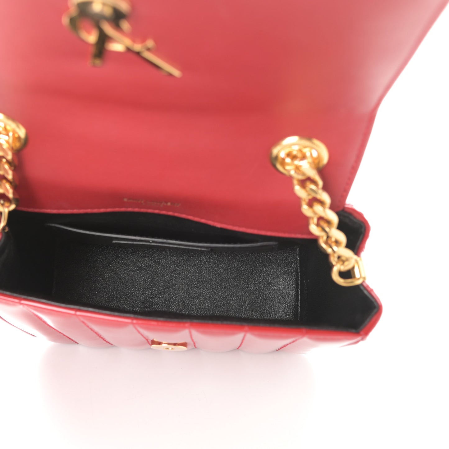 Patent Matelasse Monogram Small Vicky Chain Bag Red