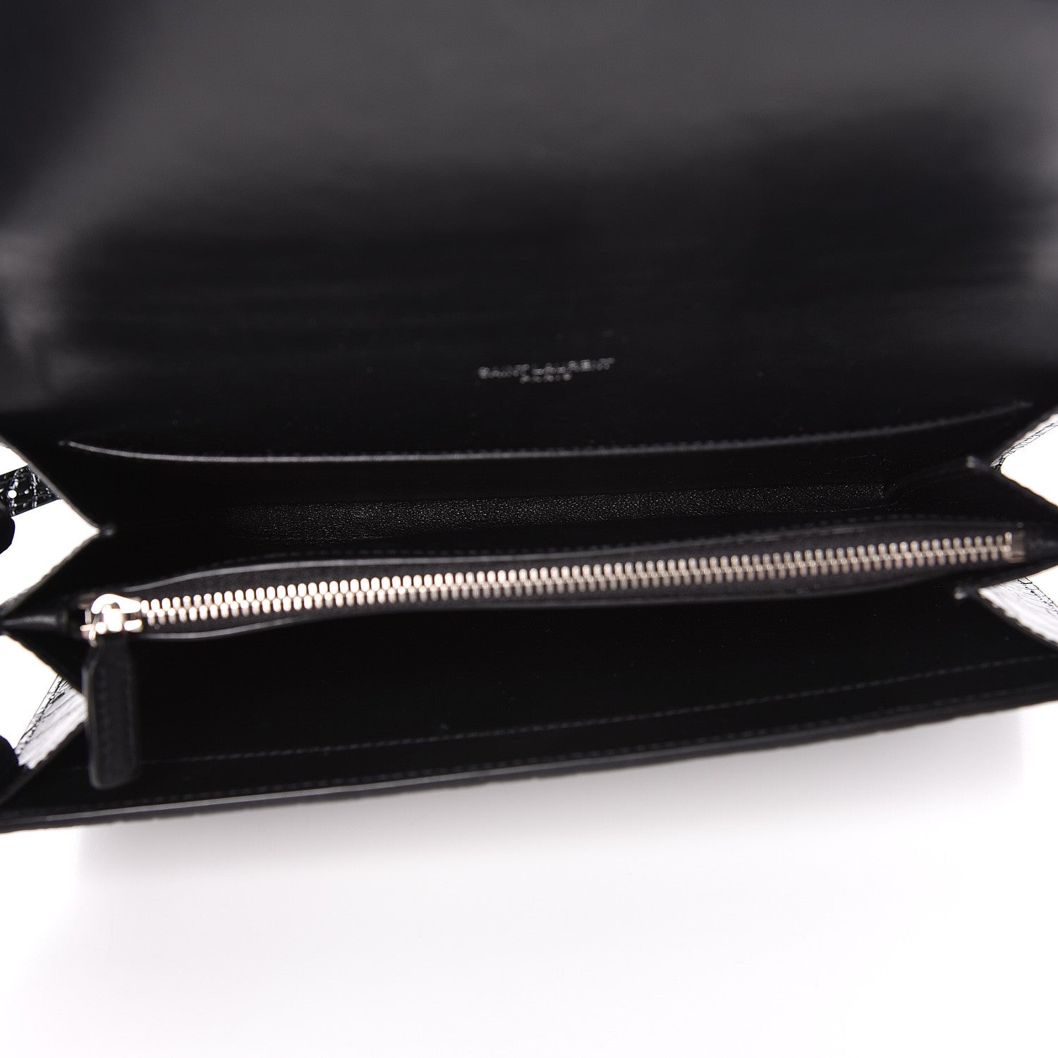 Saint Laurent Calfskin Crocodile Embossed Monogram Uptown Crossbody Black 5 of 11