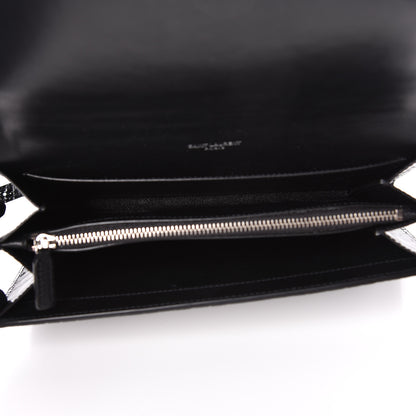 Saint Laurent Calfskin Crocodile Embossed Monogram Uptown Crossbody Black 5 of 11