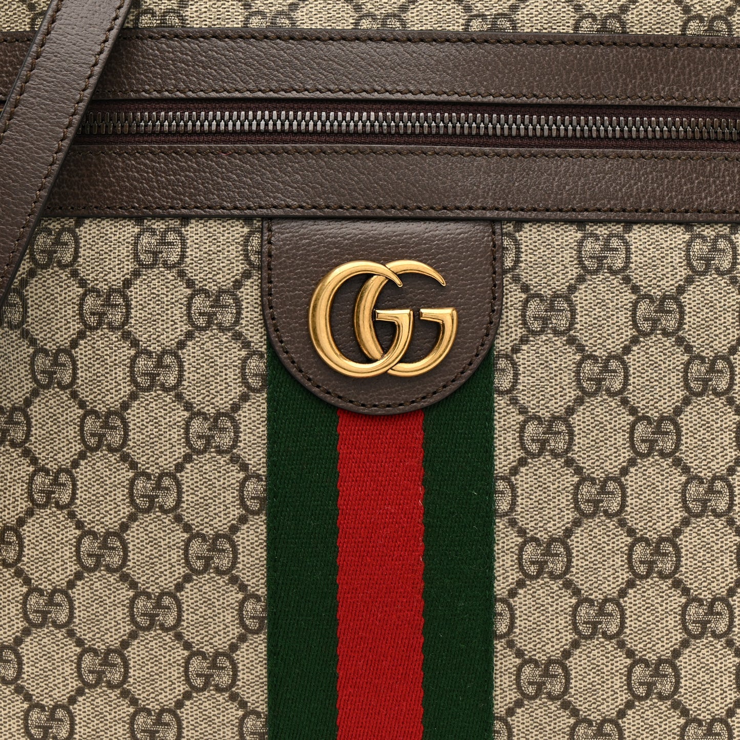 GG Supreme Monogram Web Medium Ophidia Messenger Bag Brown