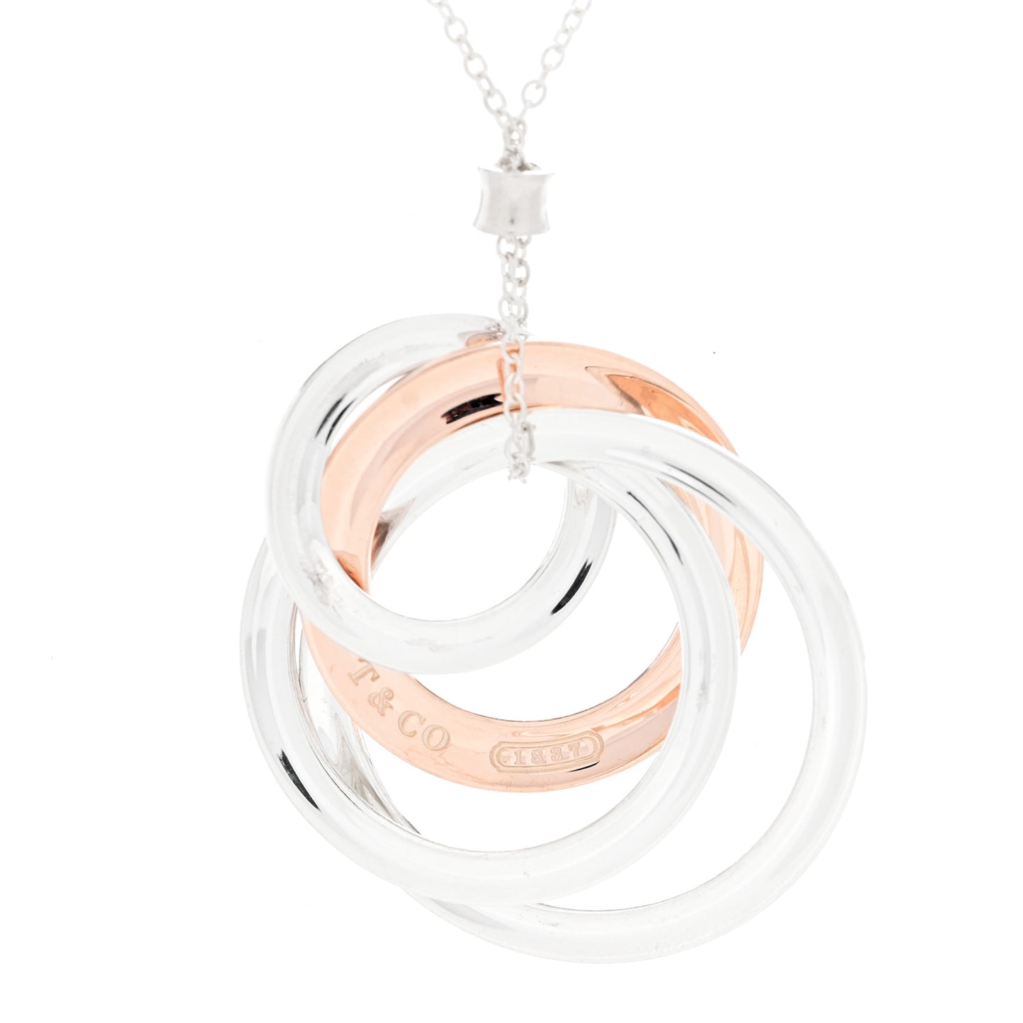 Sterling Silver Rubedo Large Interlocking Circles Pendant Necklace