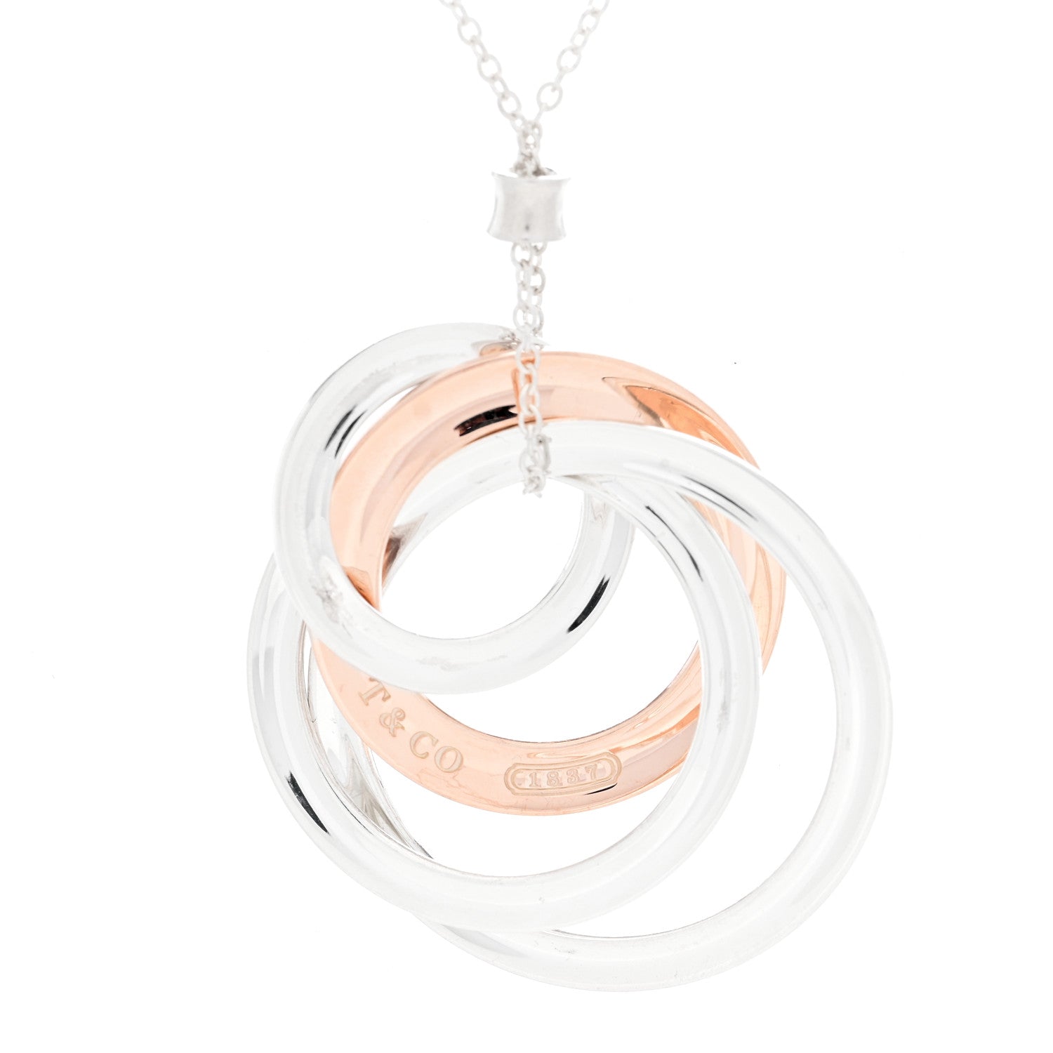 Tiffany Sterling Silver Rubedo Large Interlocking Circles Pendant Necklace 2 of 4