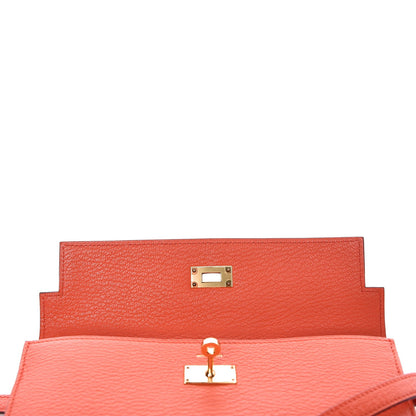 Hermes Chevre Mysore Kelly Longue Wallet Orange Poppy 20 of 24