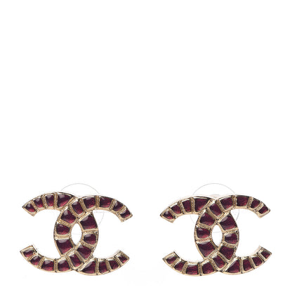 Chanel Metal Gripoix Along The Nile Earrings Gold Purple 1 of 5