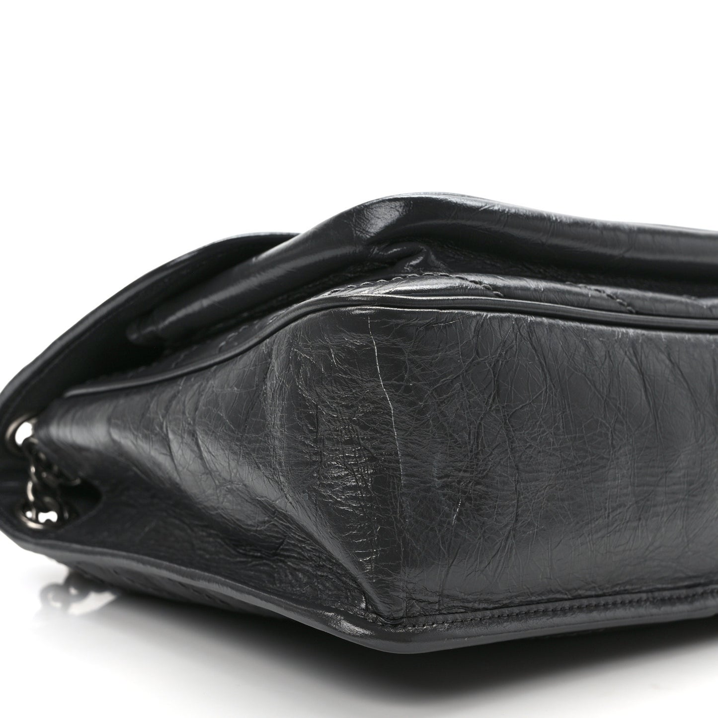 Crinkled Calfskin Matelasse Monogram Medium Niki Chain Satchel Storm