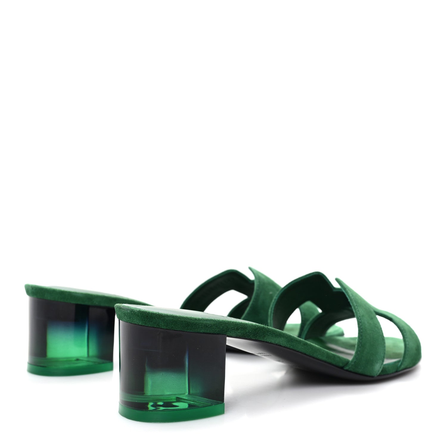Hermes Suede Goatskin Oasis Sandals 39.5 Vert Electrique 5 of 9