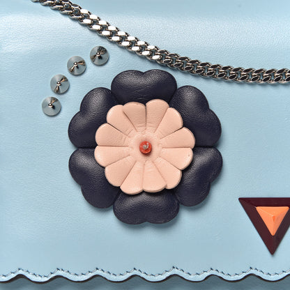 Fendi Vitello Century Lucido Nappa Hypnoteyes Scalloped Studded Tube Wallet on Chain Turchese Pallido Blueberry Multicolor 8 of 11