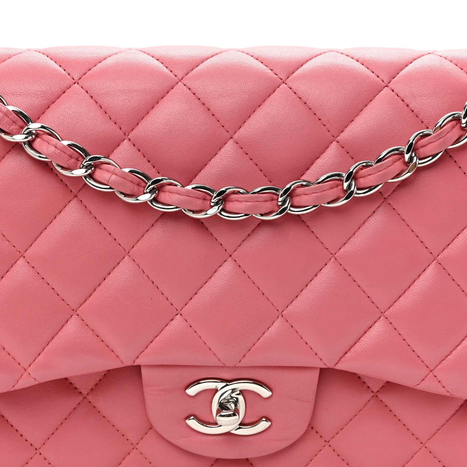 Chanel Lambskin Quilted Jumbo Double Flap Pink 8 of 14