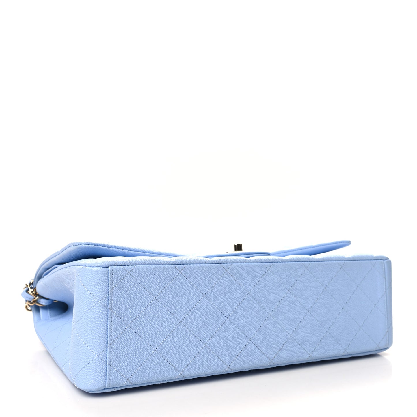 Caviar Quilted Maxi Double Flap Light Blue