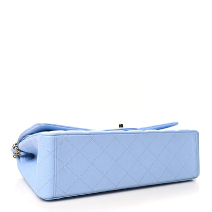 Chanel Caviar Quilted Maxi Double Flap Light Blue 4 of 11