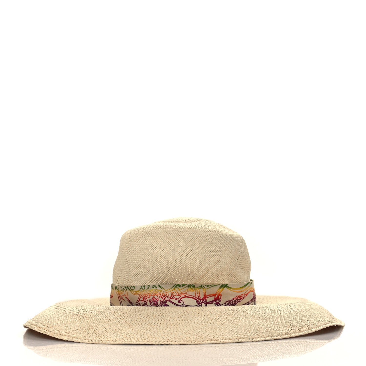 Hermes Panama Straw Brisa Brides De Gala Hat 57 Naturel Multicolore 3 of 8