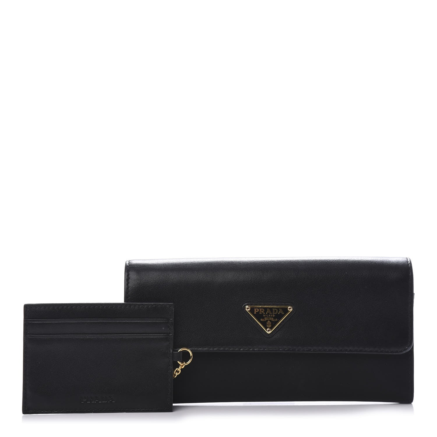 Prada Tessuto Nylon Soft Calf Continental Flap Wallet Black 1 of 8