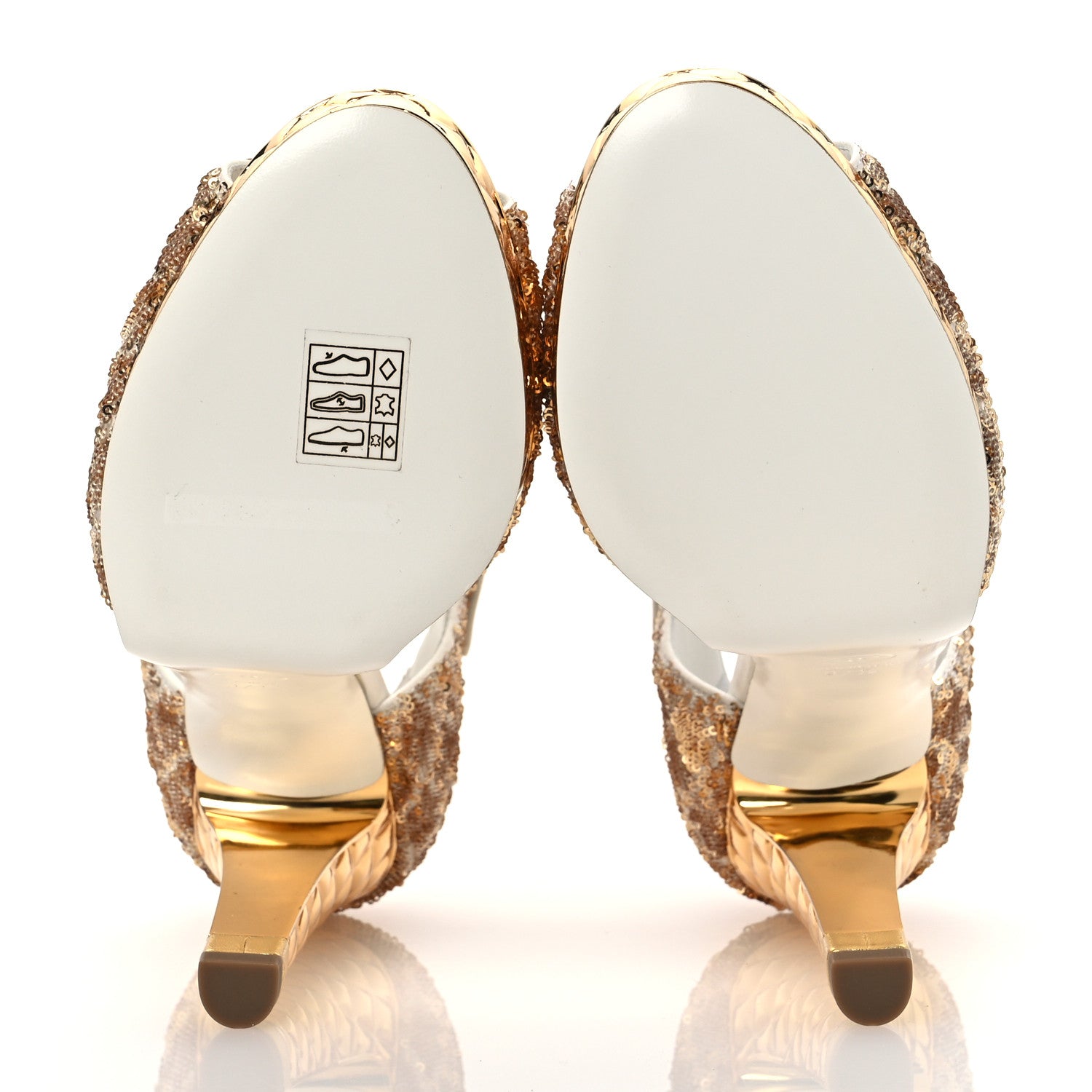Chanel Metallic Sequin Peep Toe Pumps 37.5 Light Gold White 7 of 14