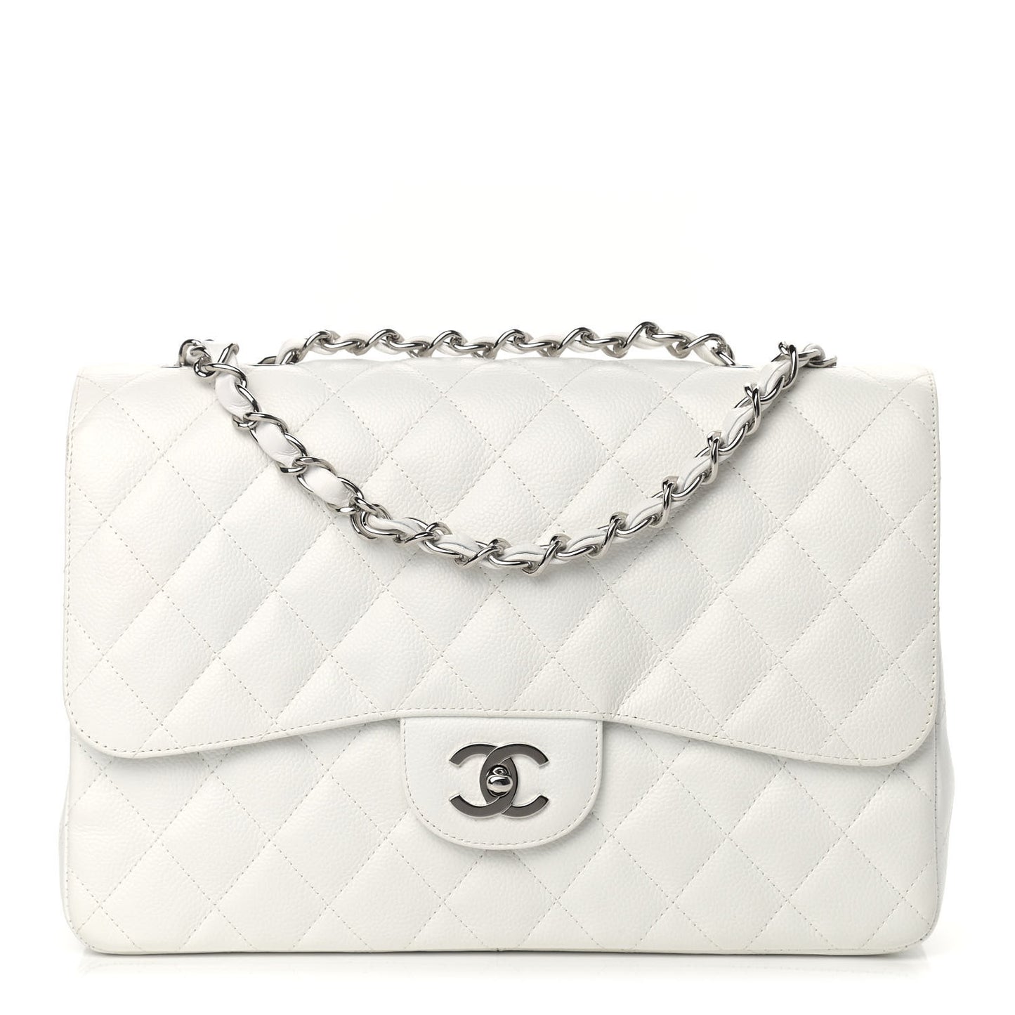 Caviar Quilted Jumbo Single Flap White