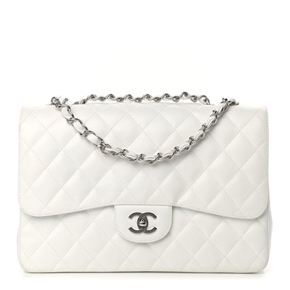 Chanel Caviar Quilted Jumbo Single Flap White 1 of 16