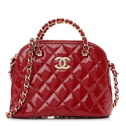Chanel Patent Calfskin Quilted Shiny Coco Clutch With Chain Red 1 of 11