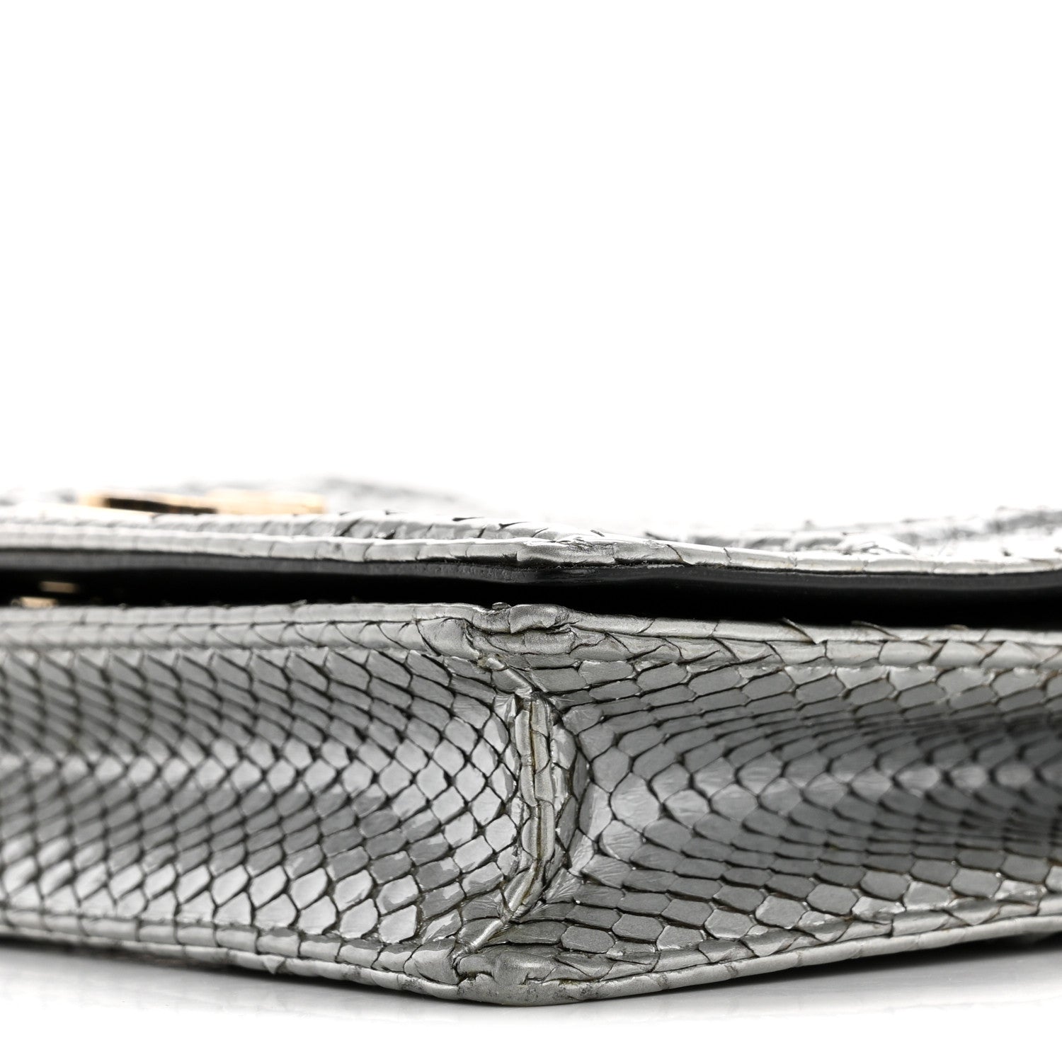 Christian Dior Snakeskin Diorama Wallet on Chain Pouch Silver 10 of 18