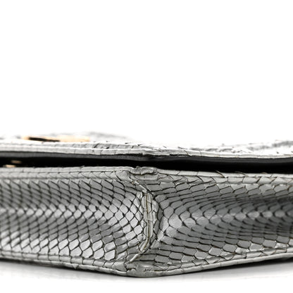 Christian Dior Snakeskin Diorama Wallet on Chain Pouch Silver 10 of 18