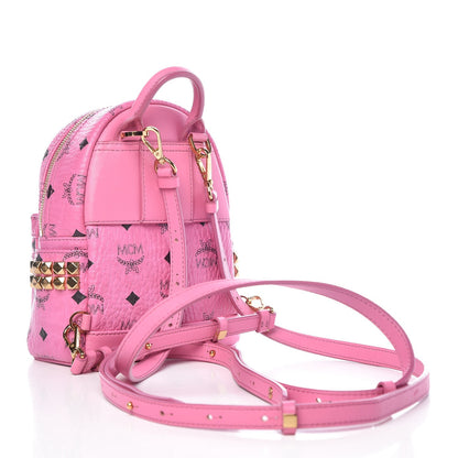 MCM Visetos Side Stud X-Mini Stark Bebe Boo Backpack Pink 3 of 7