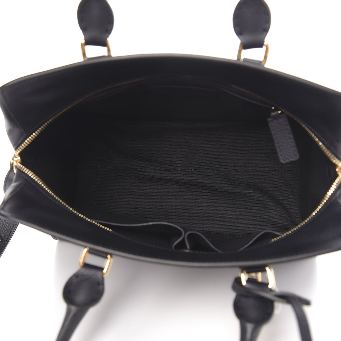 Pebbled Calfskin Small Skull Padlock Zip Around Tote Black