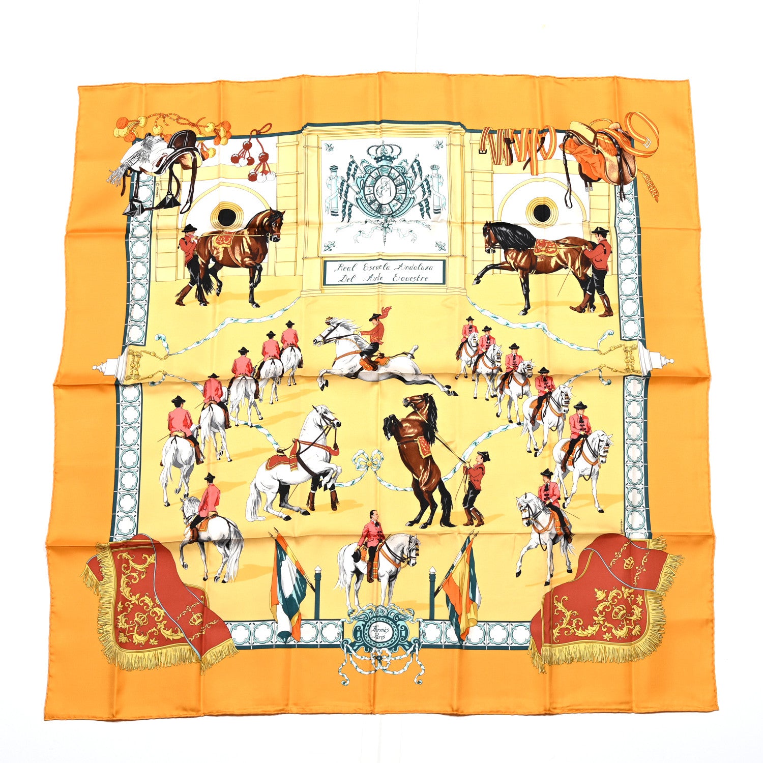 Hermes Silk Real Escuela Andaluza Del Arte Ecuestre Scarf 90 1 of 5