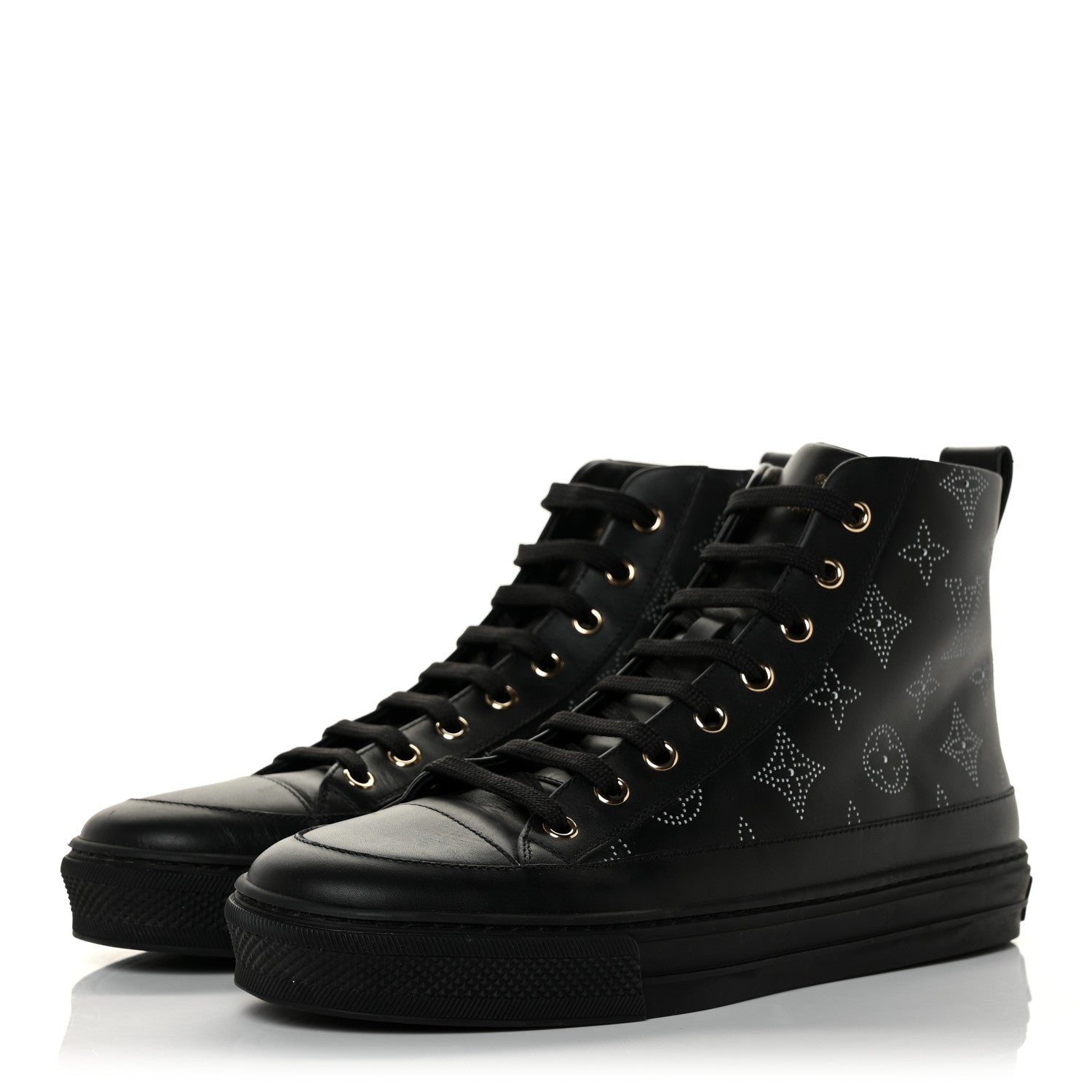 Louis Vuitton Calfskin Monogram Stellar Sneaker Boots 38 Black White 3 of 9