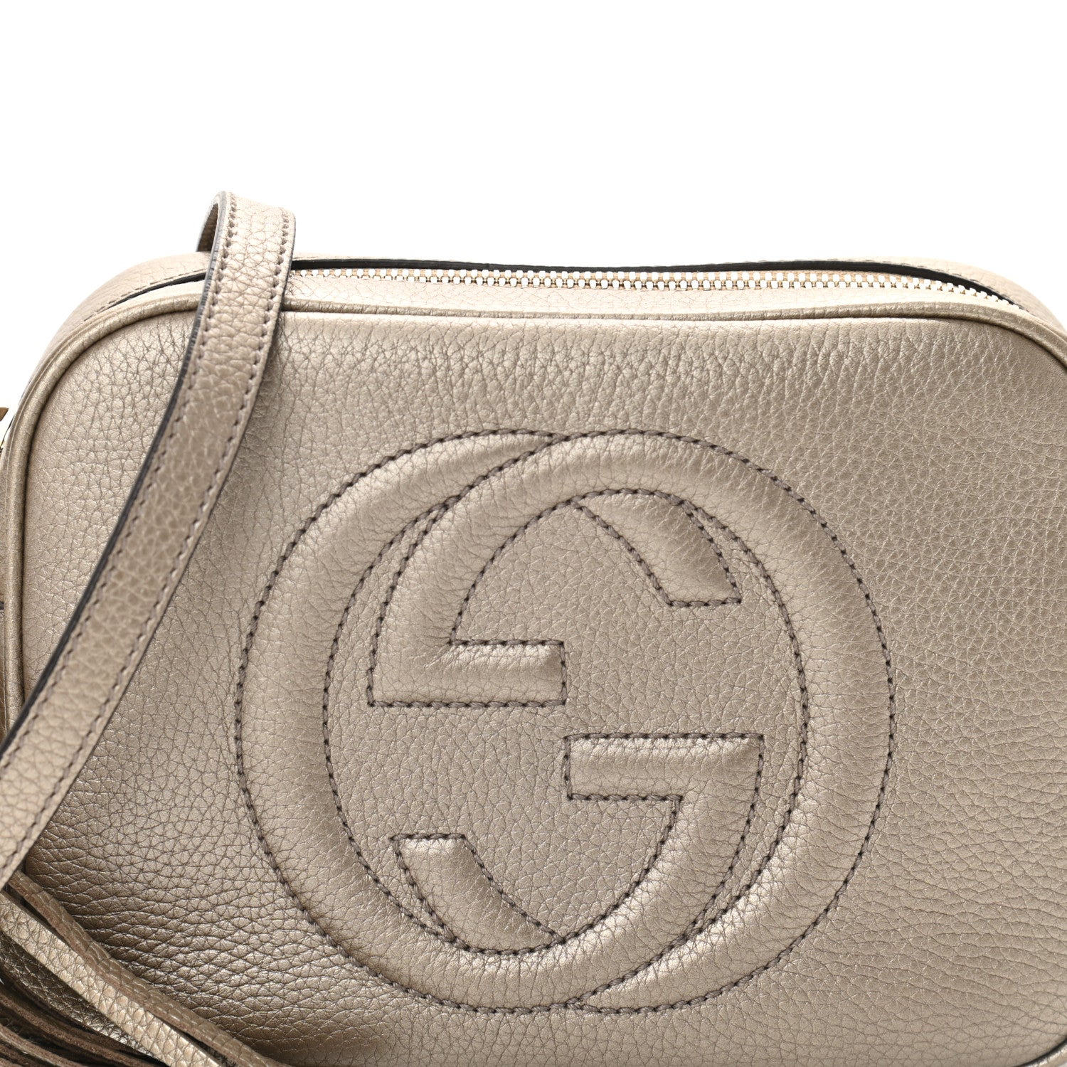 Gucci Metallic Pebbled Calfskin Small Soho Disco Bag Golden Beige 12 of 12