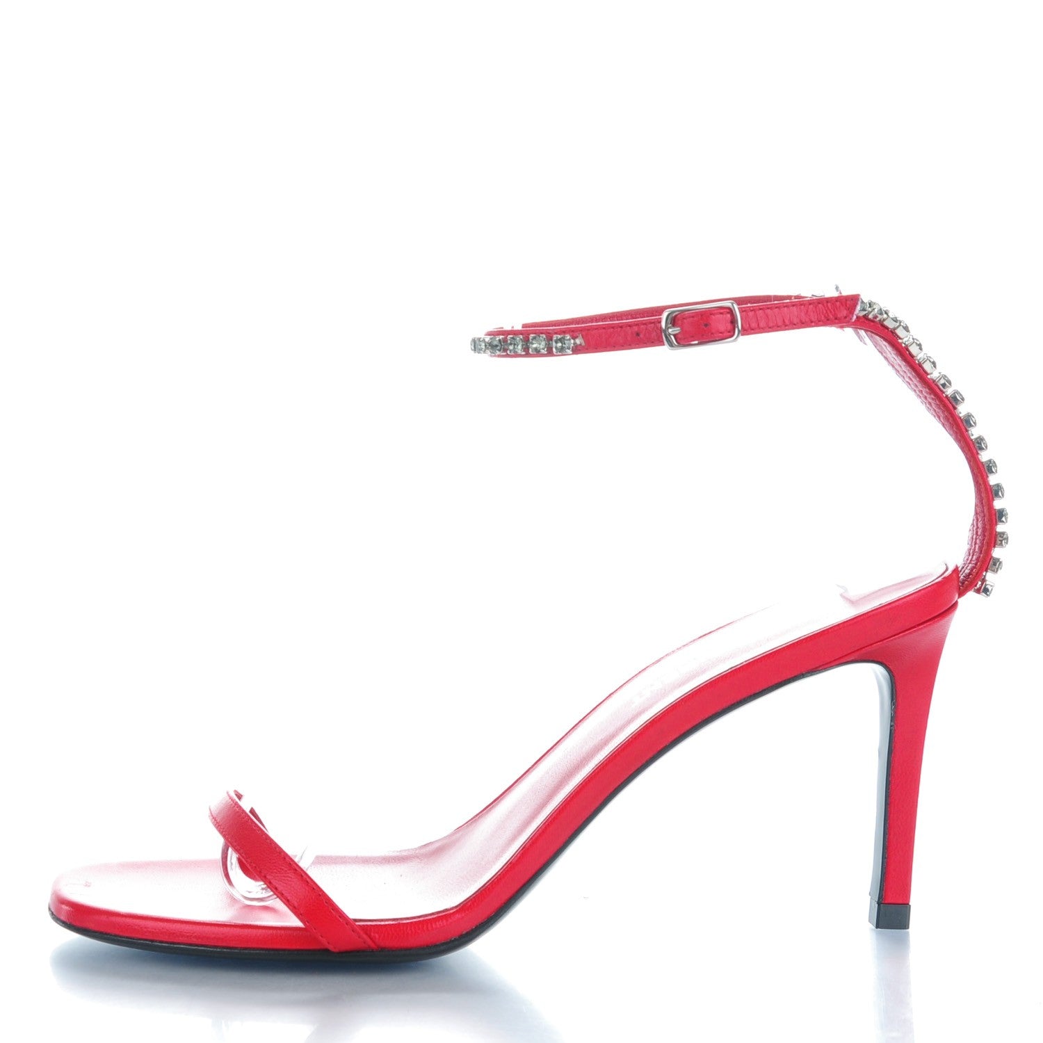 Saint Laurent Crystal Calfskin Kate Ankle Strap Sandals 36 Red 1 of 7