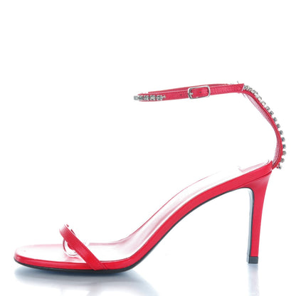Saint Laurent Crystal Calfskin Kate Ankle Strap Sandals 36 Red 1 of 7