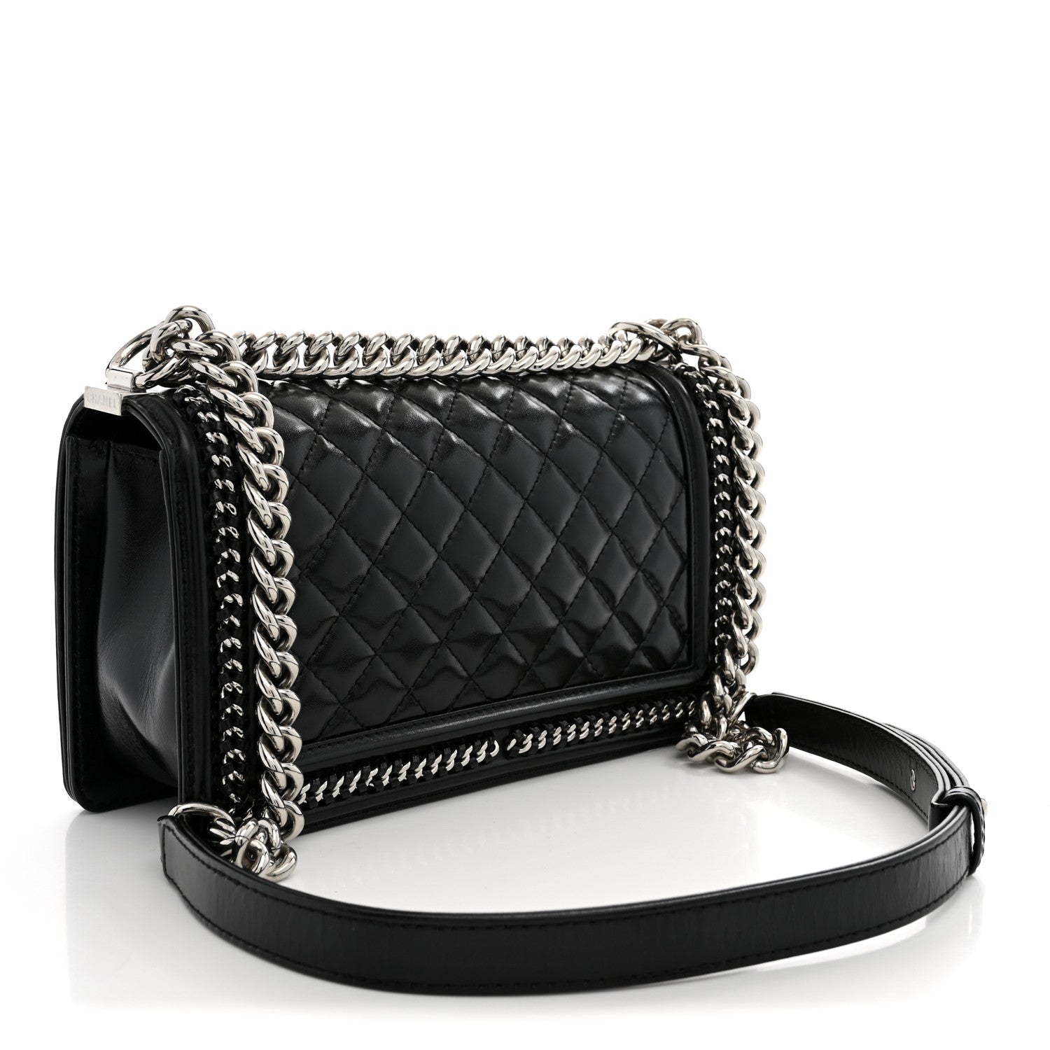 Chanel Glazed Calfskin Quilted Medium Chain Around Boy Flap Black 3 of 10