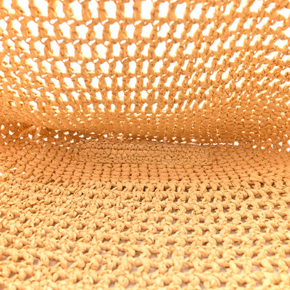 Prada Yarn Raffia Effect Crochet Logo Embroidered Shopping Tote Bag Naturale 5 of 10