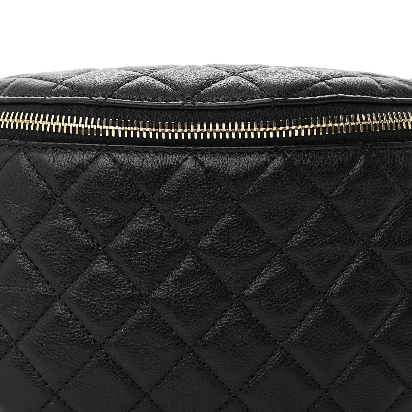 Calfskin Quilted Banane Waist Bag Fanny Pack Black