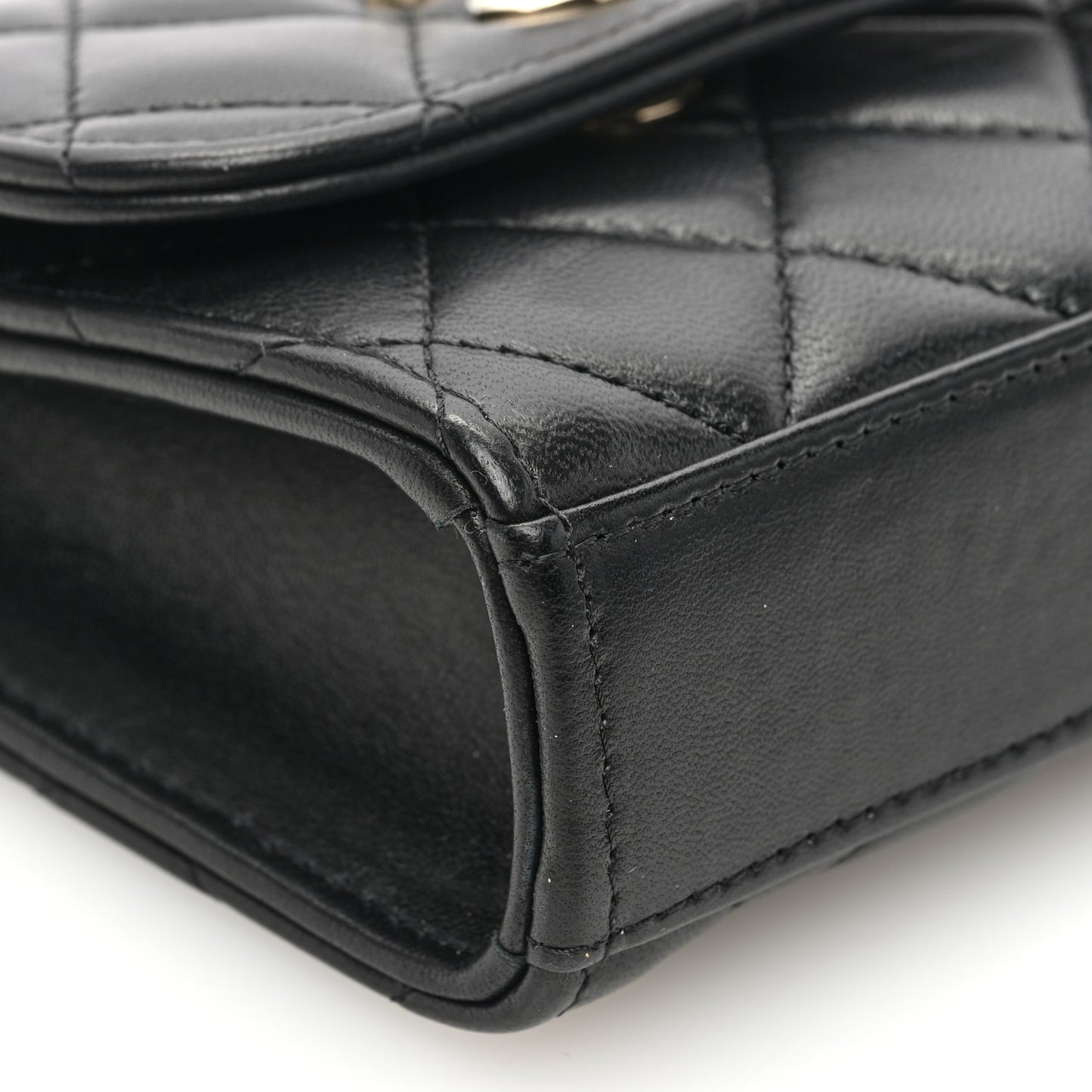 Lambskin Quilted Mini Trendy CC Clutch With Chain Black
