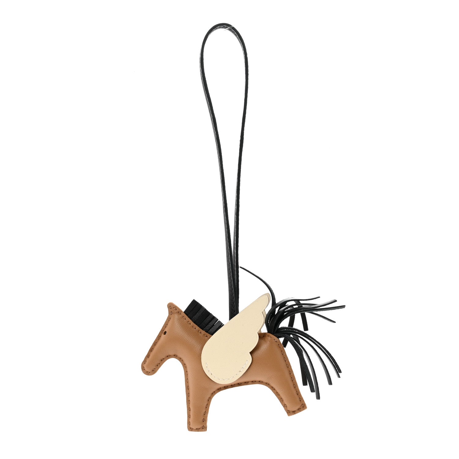 Hermes Milo Lambskin Grigri Rodeo Pegase Horse Bag Charm PM Chai Black Nata 1 of 4