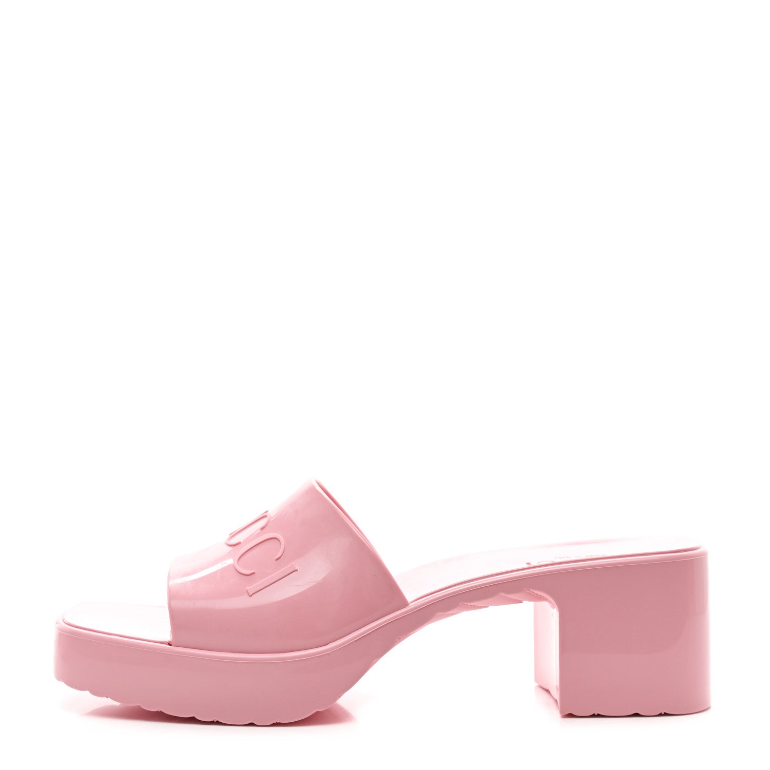 Gucci Rubber Gucci Logo Womens Platform 20/60mm Slide Sandals 37 Wild Rose 1 of 9
