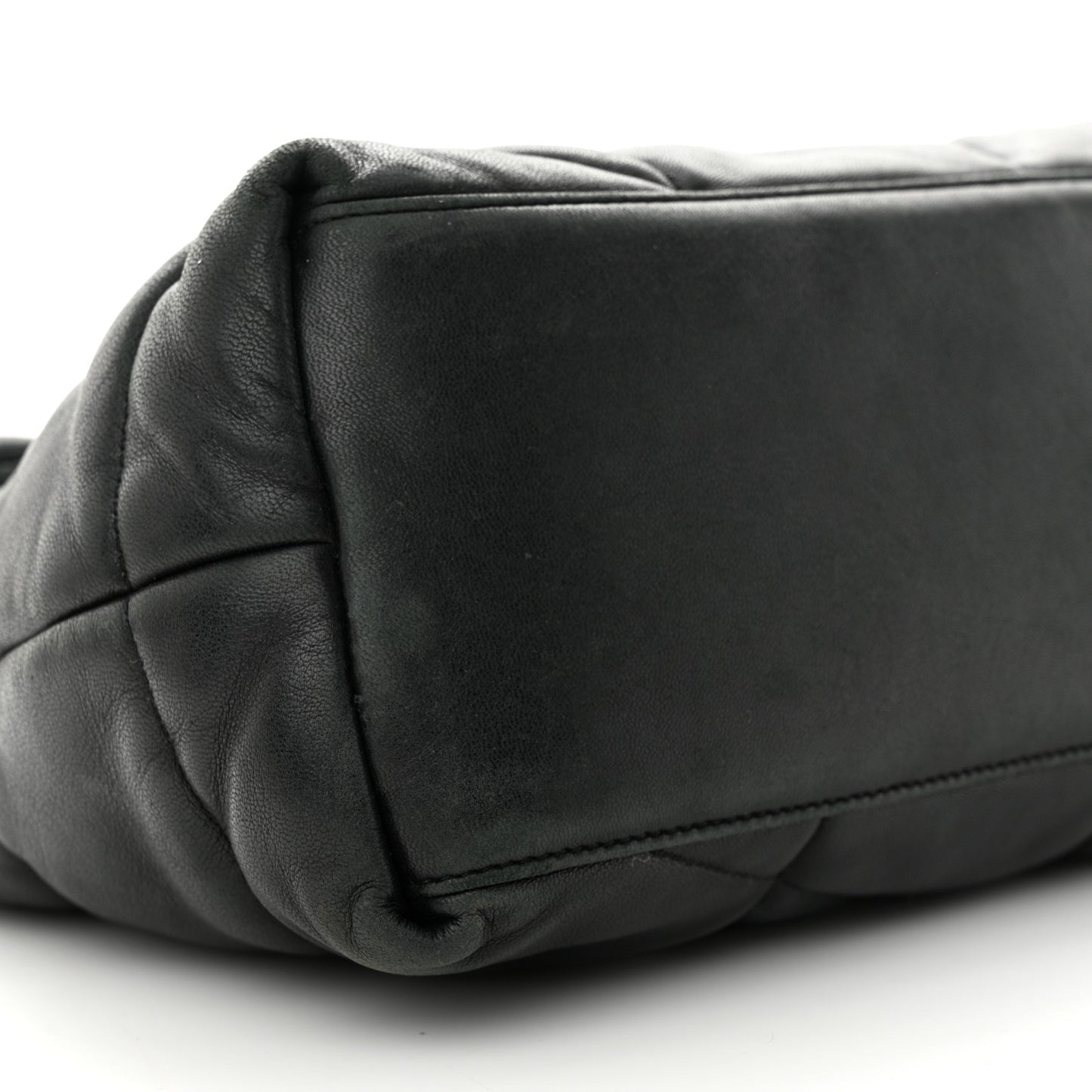 Lambskin Quilted Medium Loulou Puffer Monogram Chain Satchel Black