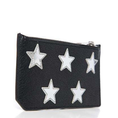 Saint Laurent Calfskin 5 Fragments Stars Zip Pouch Card Holder Black 2 of 6
