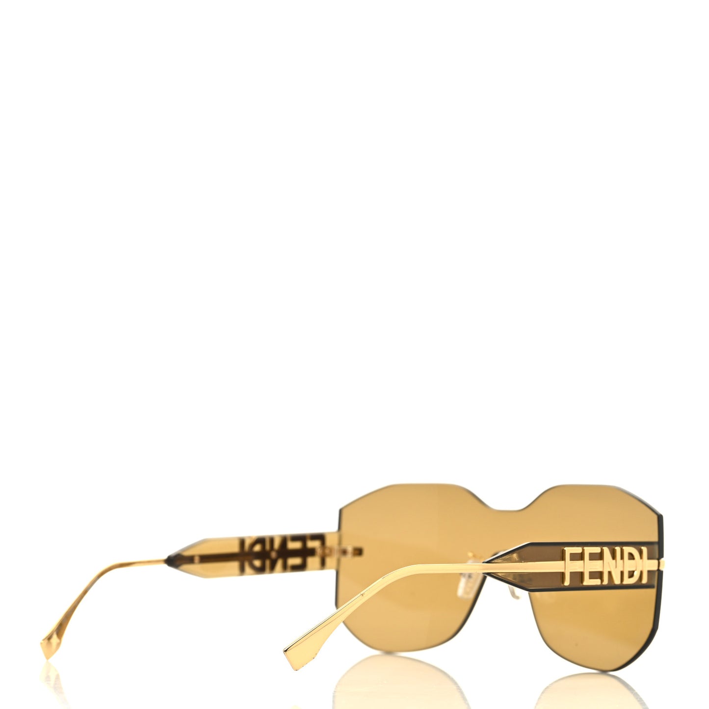 Acetate Metal Fendigraphy Shield Sunglasses FE 40067U Brown Gold