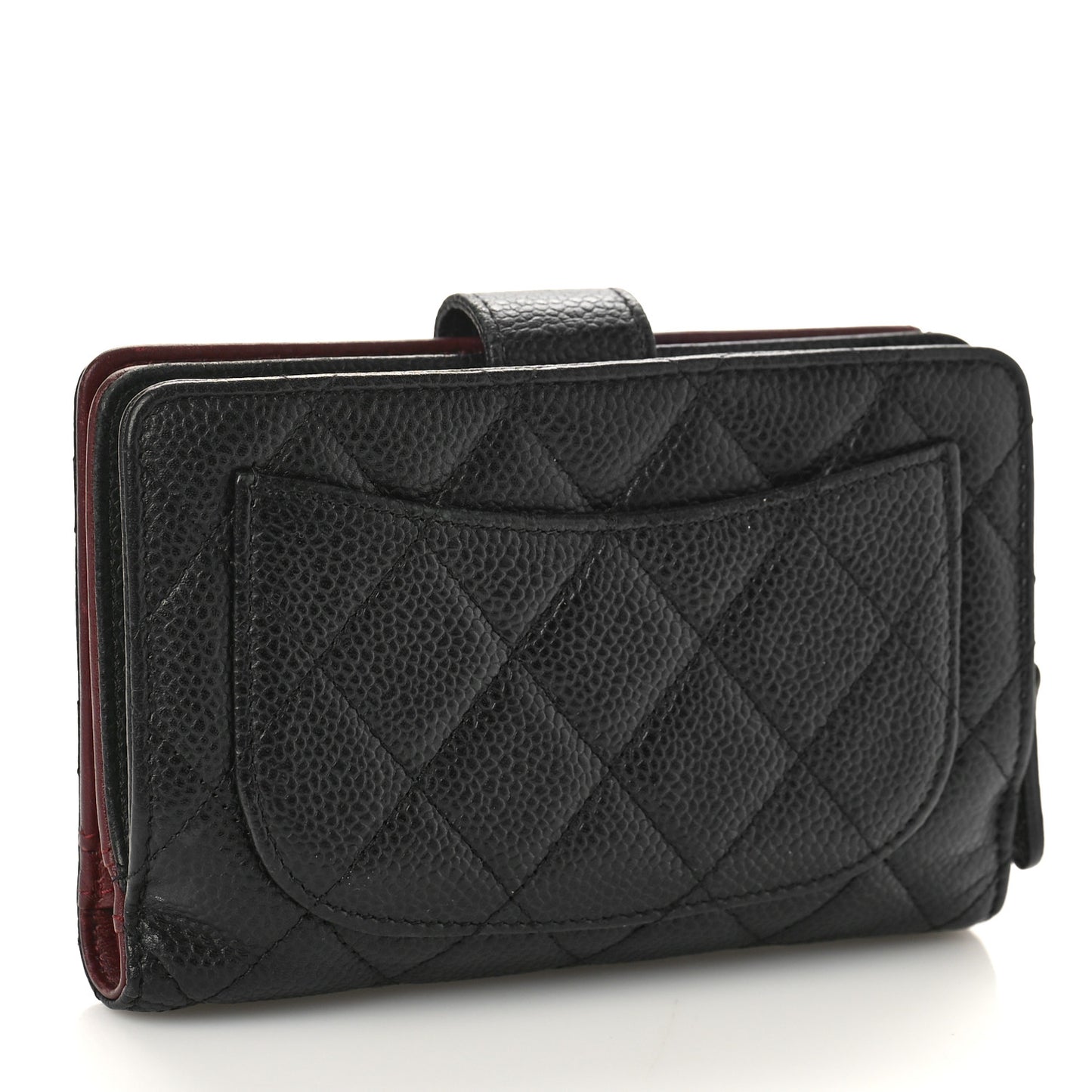 Caviar Quilted Zipped Pocket Wallet Black