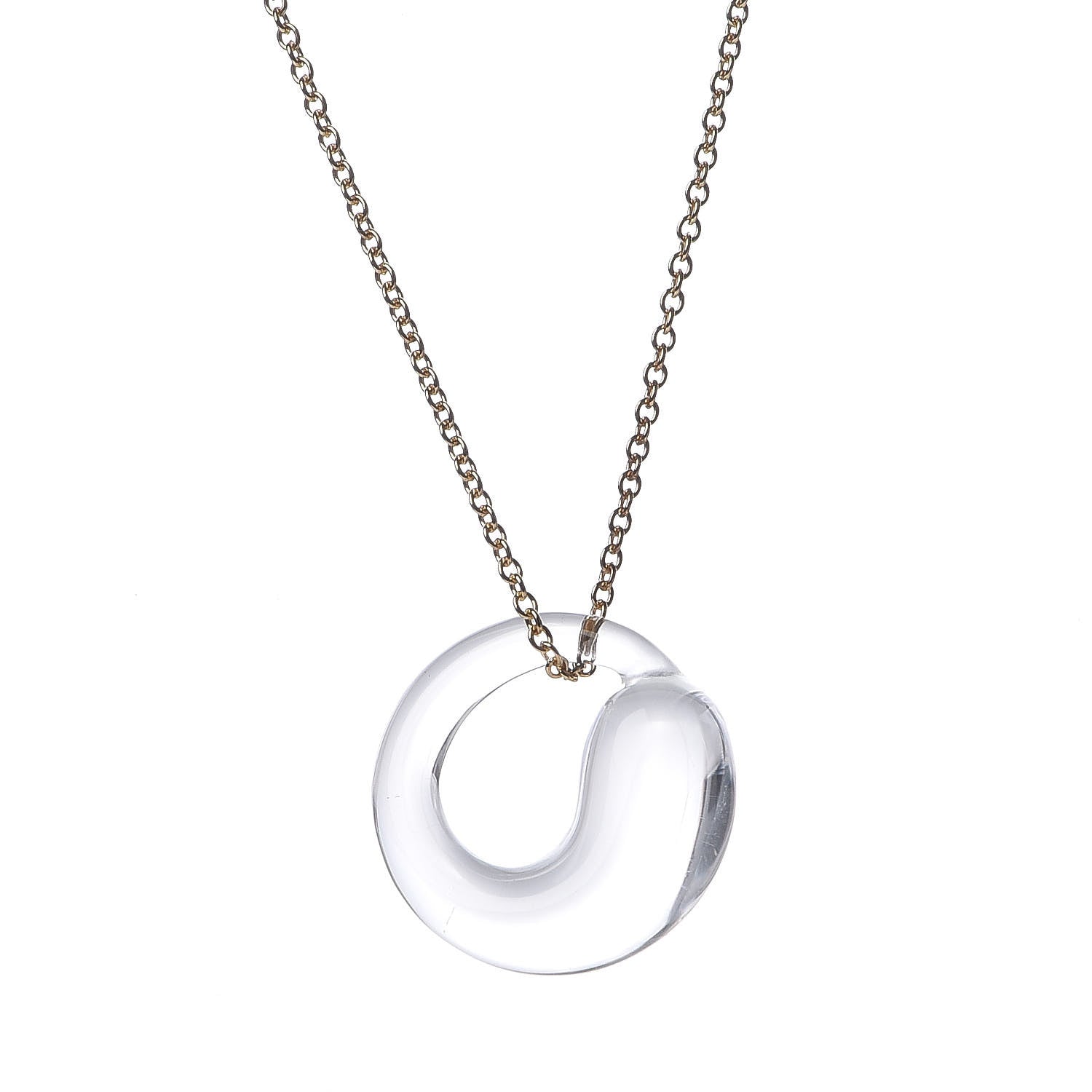 Tiffany 18K Yellow Gold Quartz Elsa Peretti Eternal Circle Pendant Necklace 4 of 6