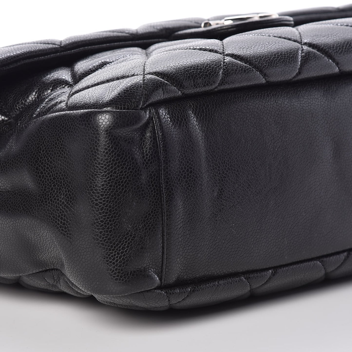 Glazed Caviar Large Nature Flap Bag Black