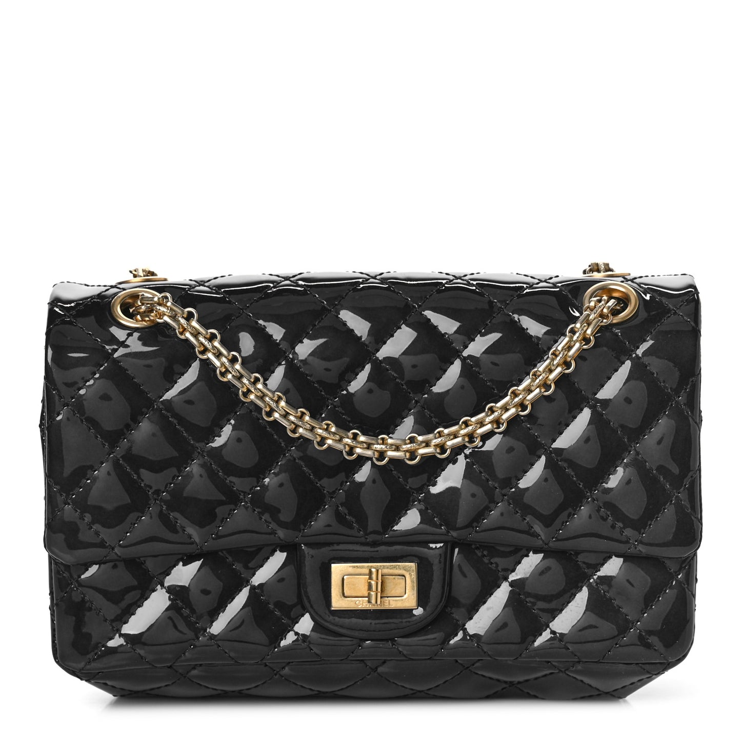 Patent Quilted Accordion Reissue 2.55 Flap Navy