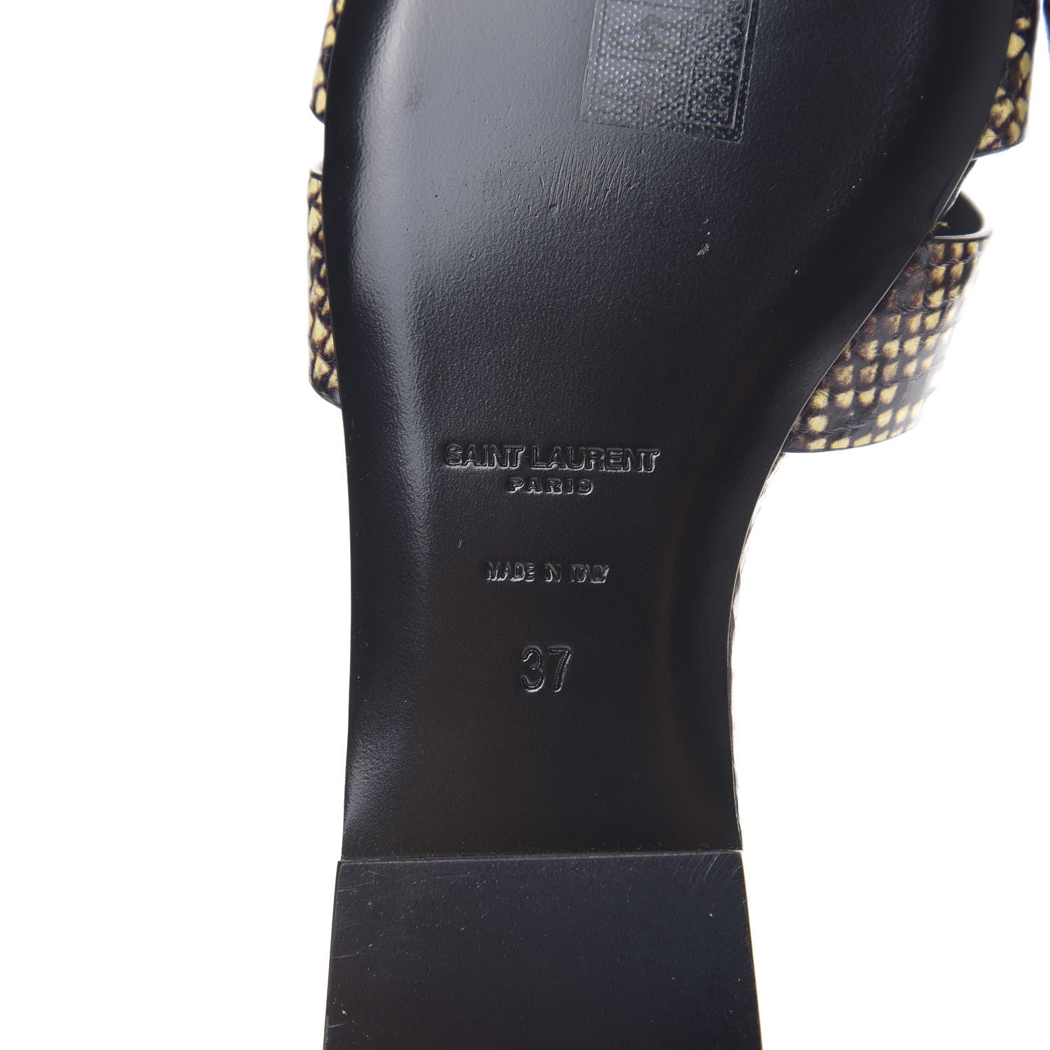 Saint Laurent Snakeskin Tribute 05 Slide Sandals 37.5 Oro 7 of 8