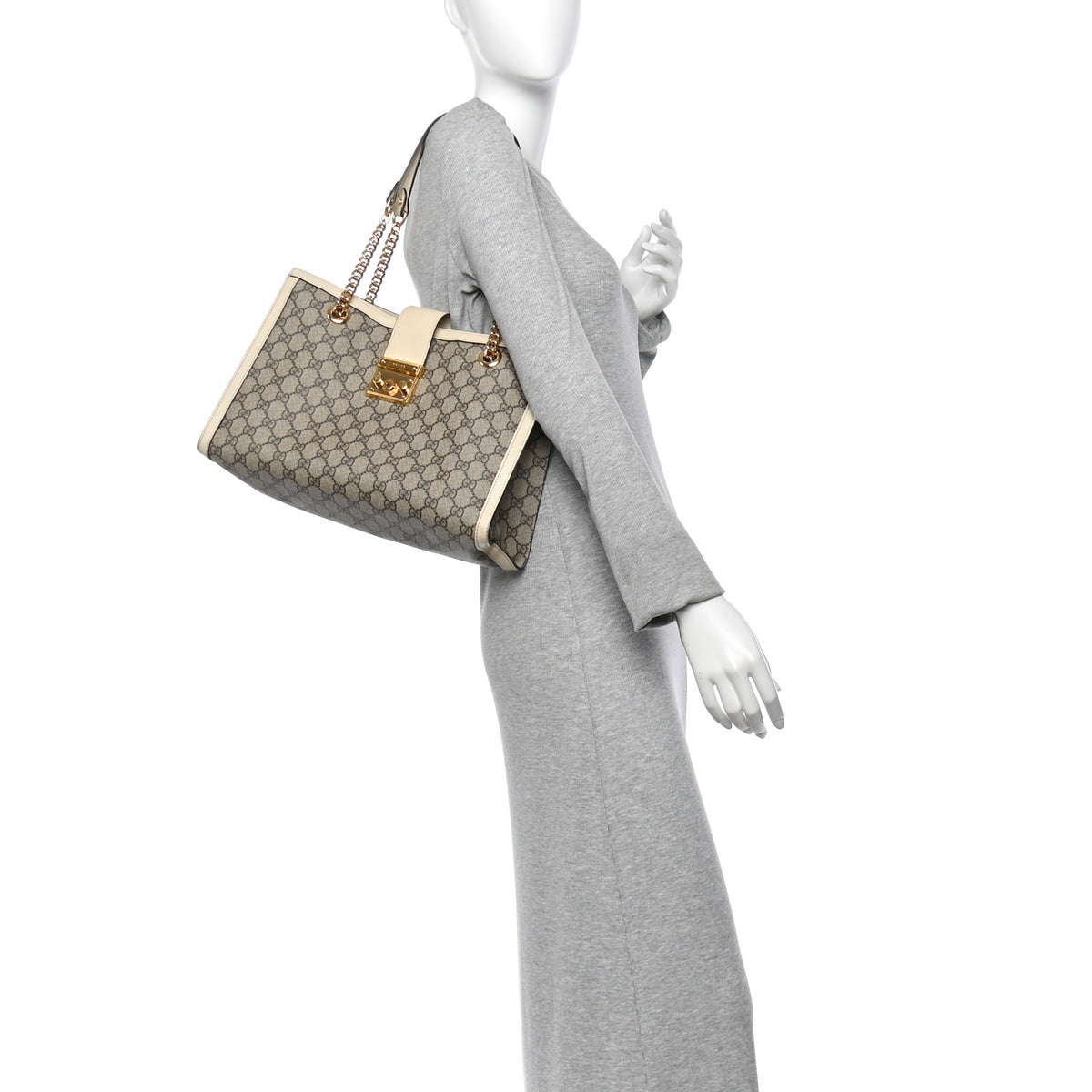 Gucci GG Supreme Monogram Medium Padlock Tote White 2 of 11