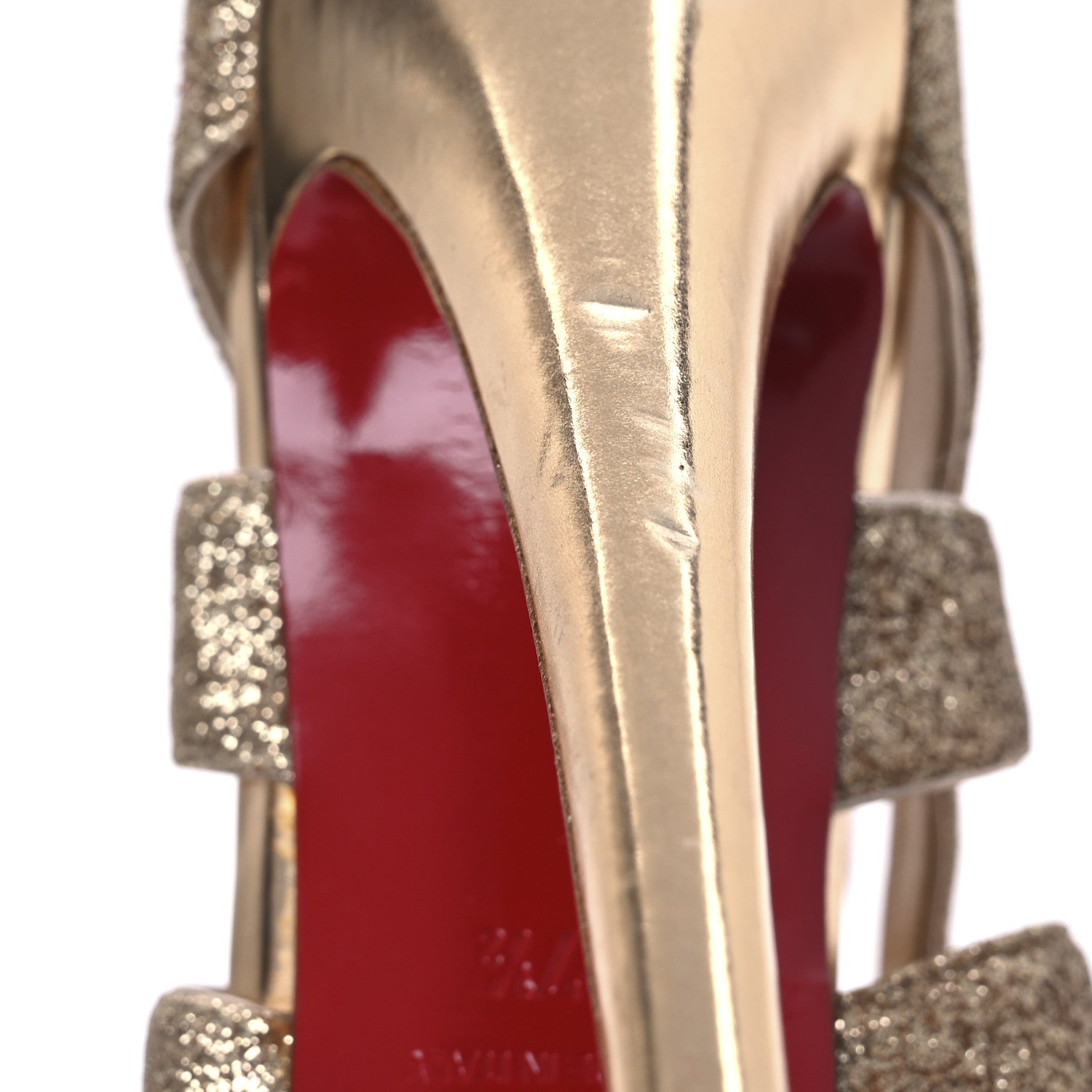 Christian Louboutin Glitter Mini Specchio Balota Platform Sandals 37.5 Gold 14 of 16