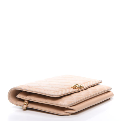 Chanel Lambskin Quilted Boy Wallet On Chain WOC Beige 3 of 12