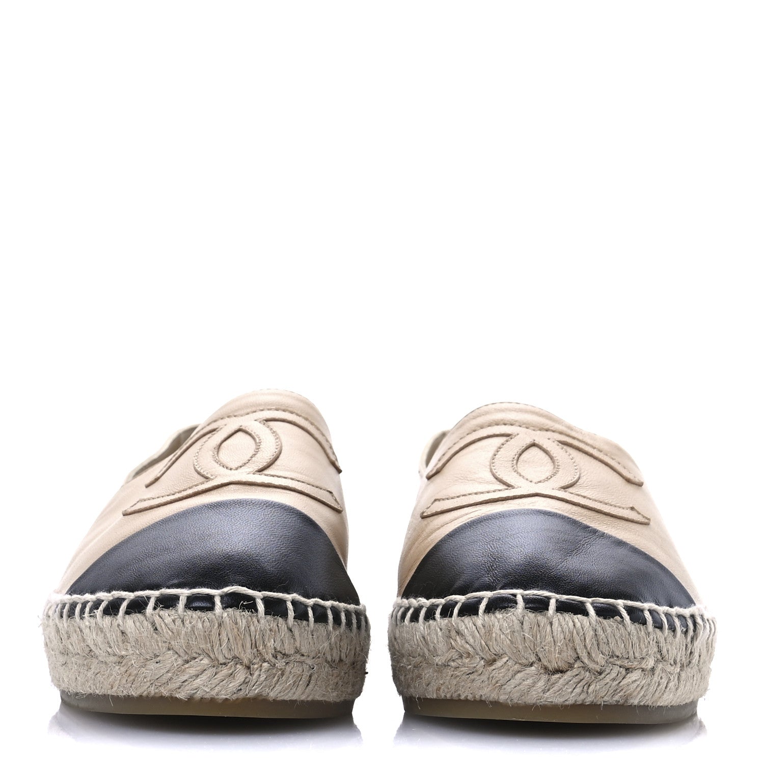 Chanel Lambskin CC Espadrilles 37 Beige Black 3 of 8
