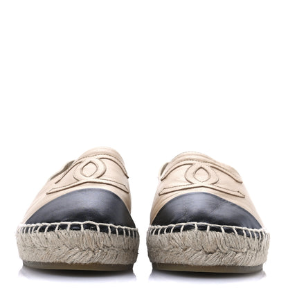 Chanel Lambskin CC Espadrilles 37 Beige Black 3 of 8
