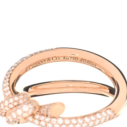 Tiffany 18K Rose Gold Diamond Knot Double Row Ring 53 6.5 4 of 5